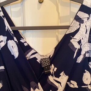 Clara Sunwoo Black and White Sleeveless V-Neck pants set